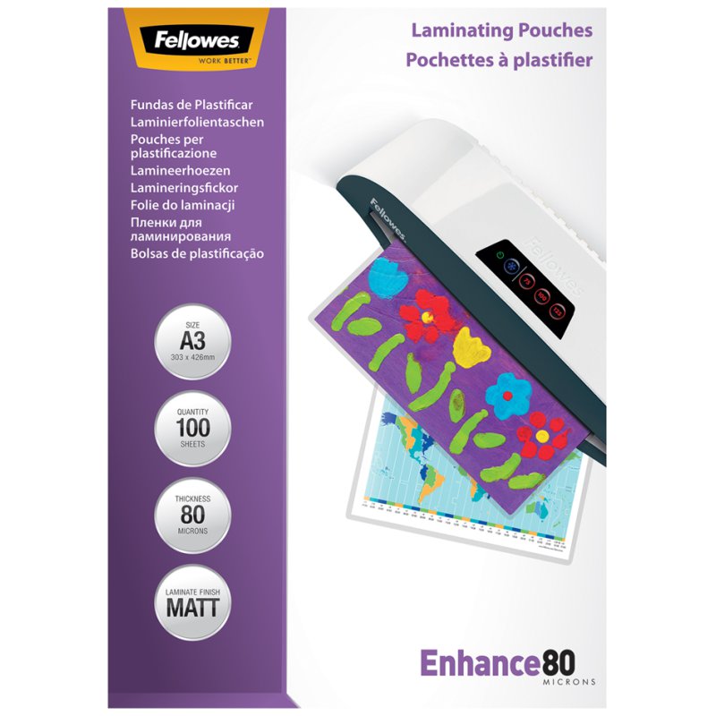 Fellowes pochette de plastification DIN A3, mat, 160 mic, 100 pcs